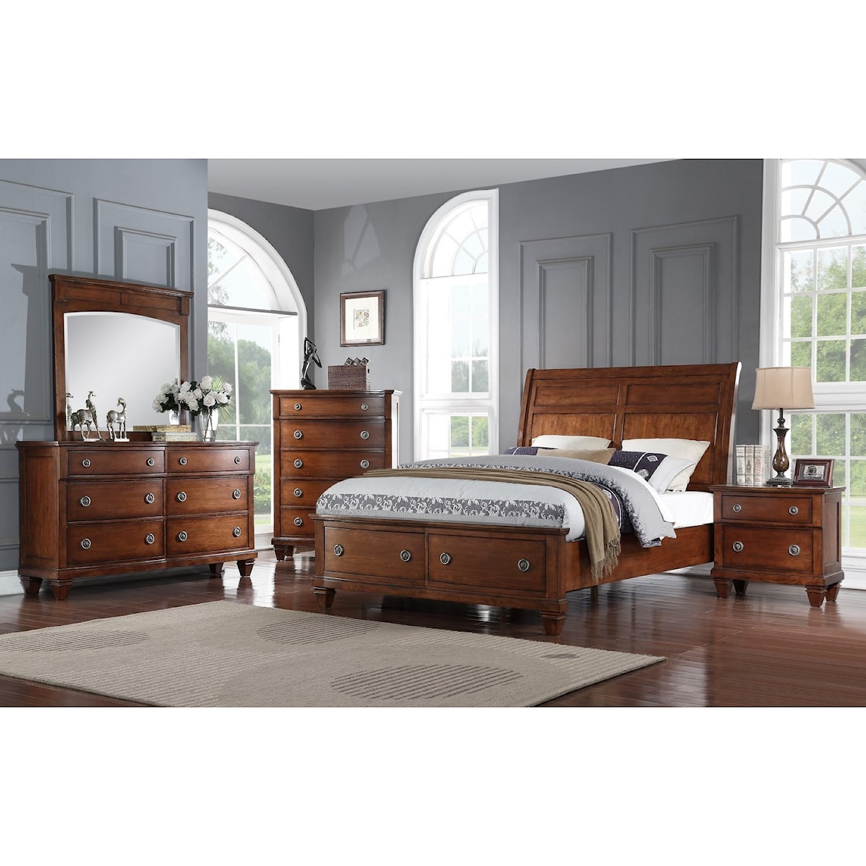 Avalon Furniture B068 Queen Storage Bed with Sleigh Headboard