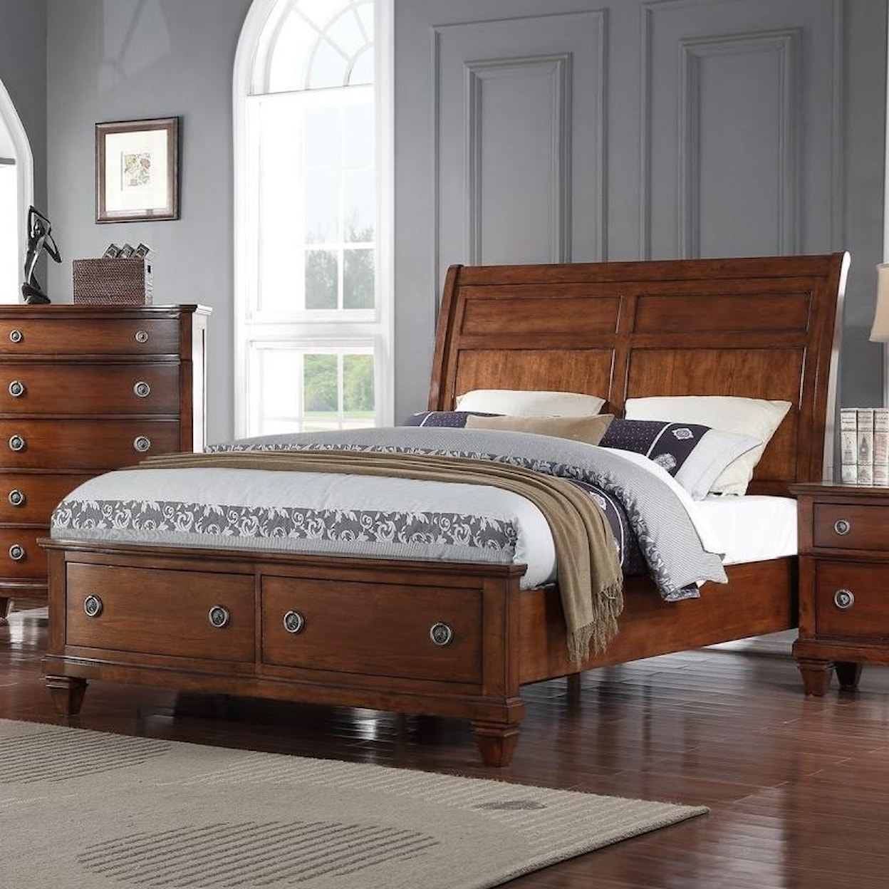 Avalon Furniture B068 King Storage Bed with Sleigh Headboard