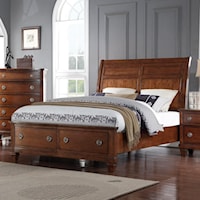 King Storage Bed with Sleigh Headboard