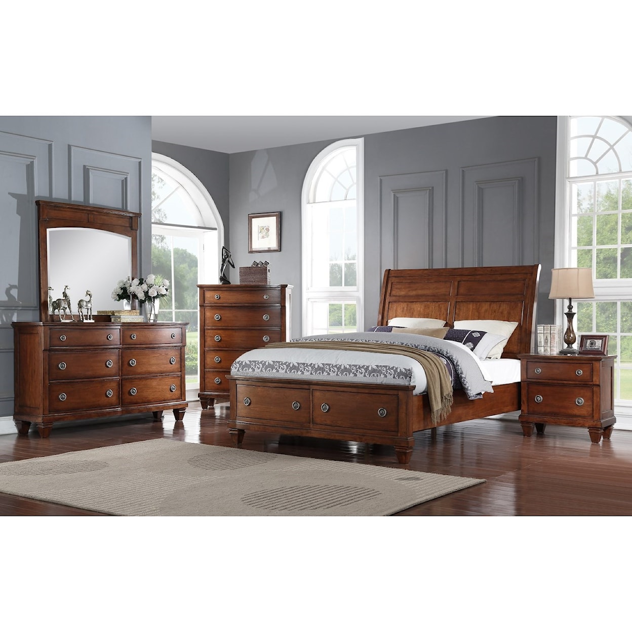Avalon Furniture B068 King Storage Bed with Sleigh Headboard