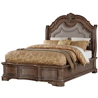 King Upholstered Bed with Shaped Headboard