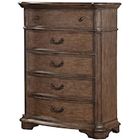 Traditional Five Drawer Chest with Felt lined Top Drawer
