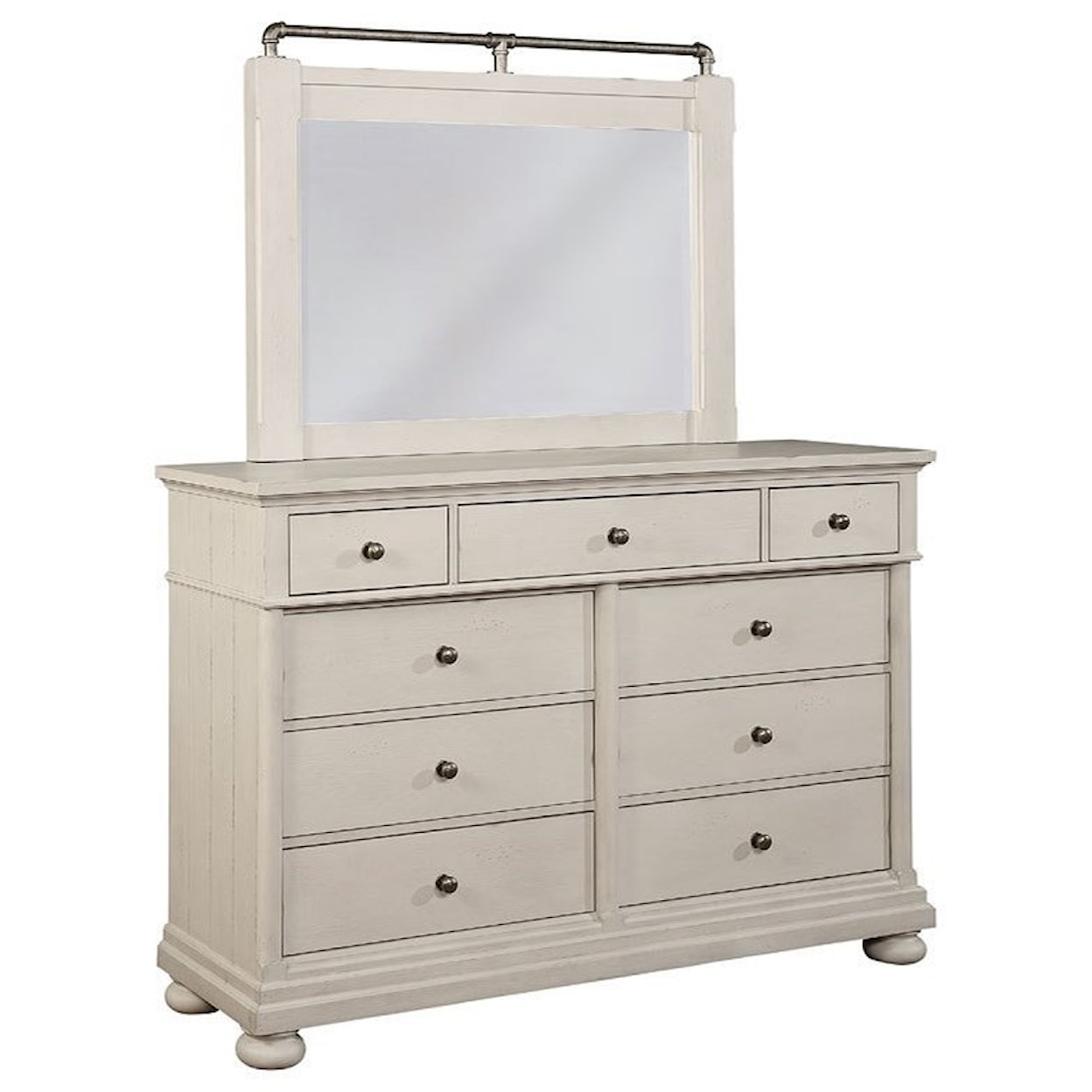 Avalon Furniture Bellville - White Dresser and Mirror Combo