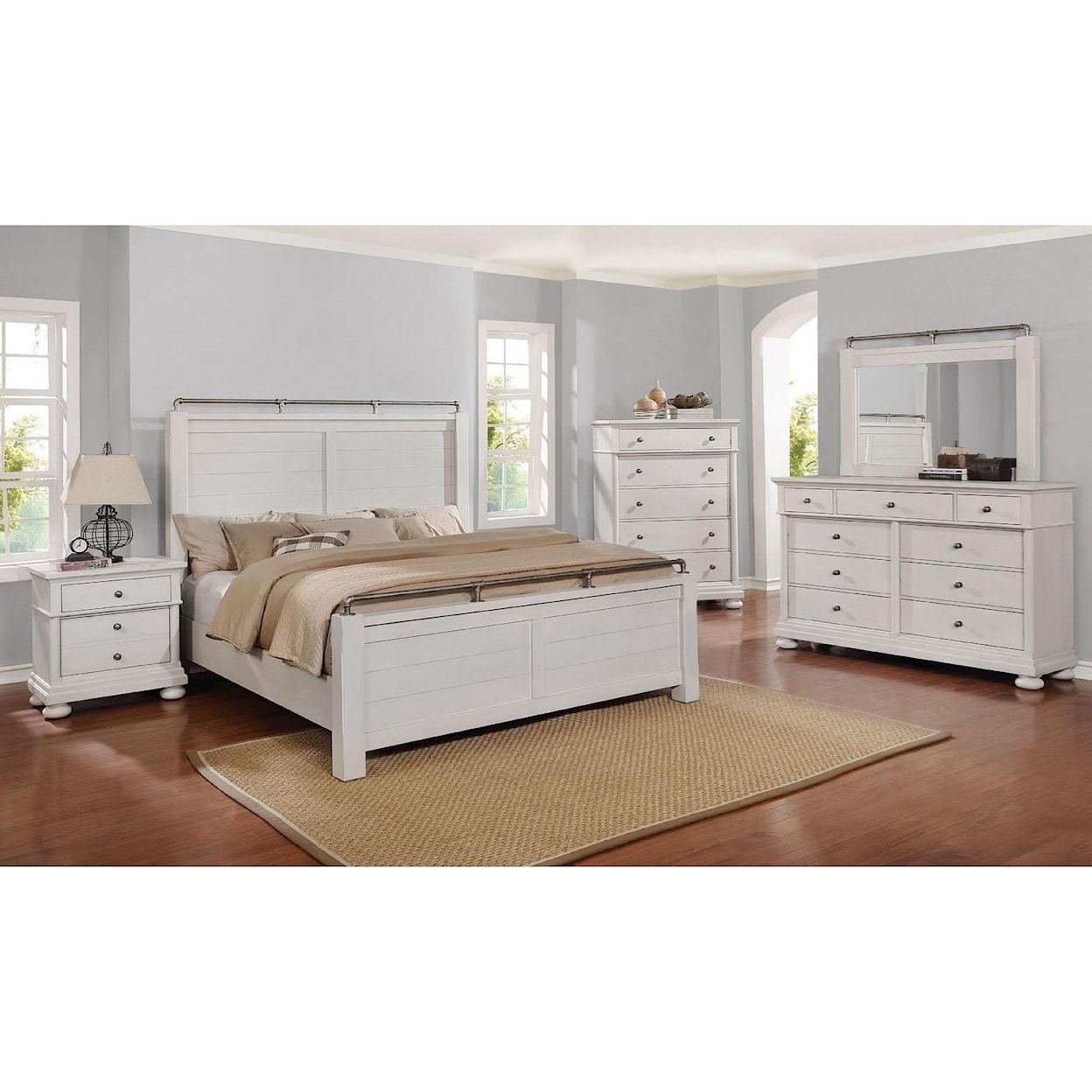 Avalon Furniture Bellville - White King Post Bed