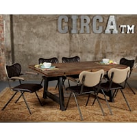 7-Piece Dining Table Set with A-Frame Table & Vintage Armchairs