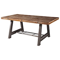 Dining Table with Solid Wood Top and A-Frame Industrial Style Base