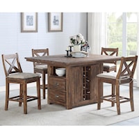 5 Piece Kitchen Island and Stool Set