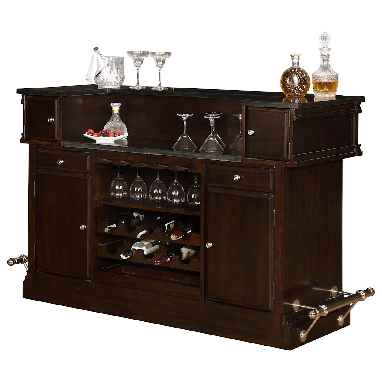 Avalon Furniture Dundee Place 2 Drawer Bar with Granite Top