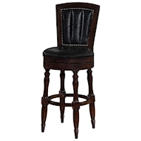 Bar Stool with Upholstered Seat and Turned Legs