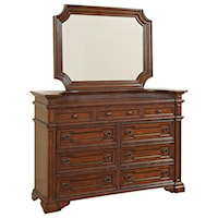 Traditional 9-Drawer Dresser and Mirror Combo