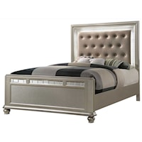 Glam Queen Upholstered Bed with LED Remote Headboard