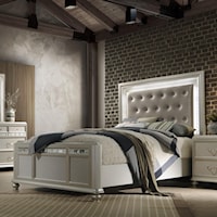 Glam Queen Upholstered Bed with LED Remote Headboard