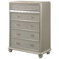 Glam Five Drawer Chest with Mirror Accents