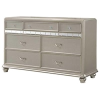 Glam Seven Drawer Dresser with Mirror Accenting