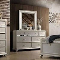 Glam Seven Drawer Dresser with Mirror Accenting