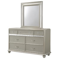 Glam Seven Drawer Dresser and Mirror Set