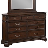 Traditional 9-Drawer Dresser with Felt Lined Top Drawers
