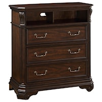 Traditional 3-Drawer Media Chest with 2 Open Media Compartments