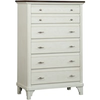 Relaxed Vintage 6-Drawer Chest with Felt-Lined Top Drawers