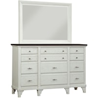 Relaxed Vintage 12-Drawer Dresser and Mirror Set