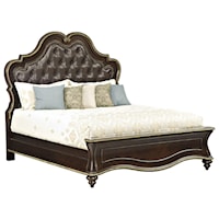 Traditional King Bed with Decorative Headboard