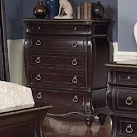 Traditional 5-Drawer Chest with Gold Accents