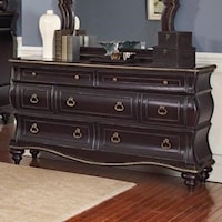 Traditional 7-Drawer Dresser with Gold Accents
