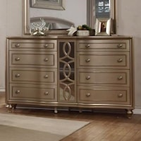 Glam 9-Drawer Dresser with Mirrored Accents