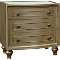 Glam 3-Drawer Nightstand with Beveled Mirror Top