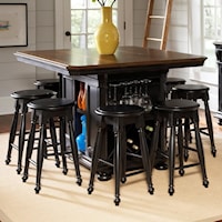 Traditional 9-Piece Kitchen Island/Counter Table Set