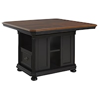 Traditional Counter Table/Kitchen Island with Leaf