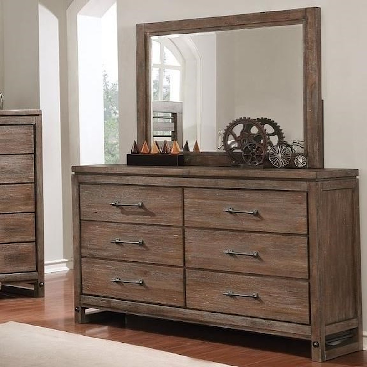 Avalon Furniture Round Rock Dresser and Mirror Set