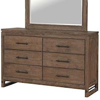 Contemporary 6-Drawer Dresser with Felt Lined Top Drawers