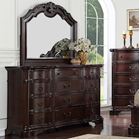 Traditional 12 Drawer Dresser and Mirror