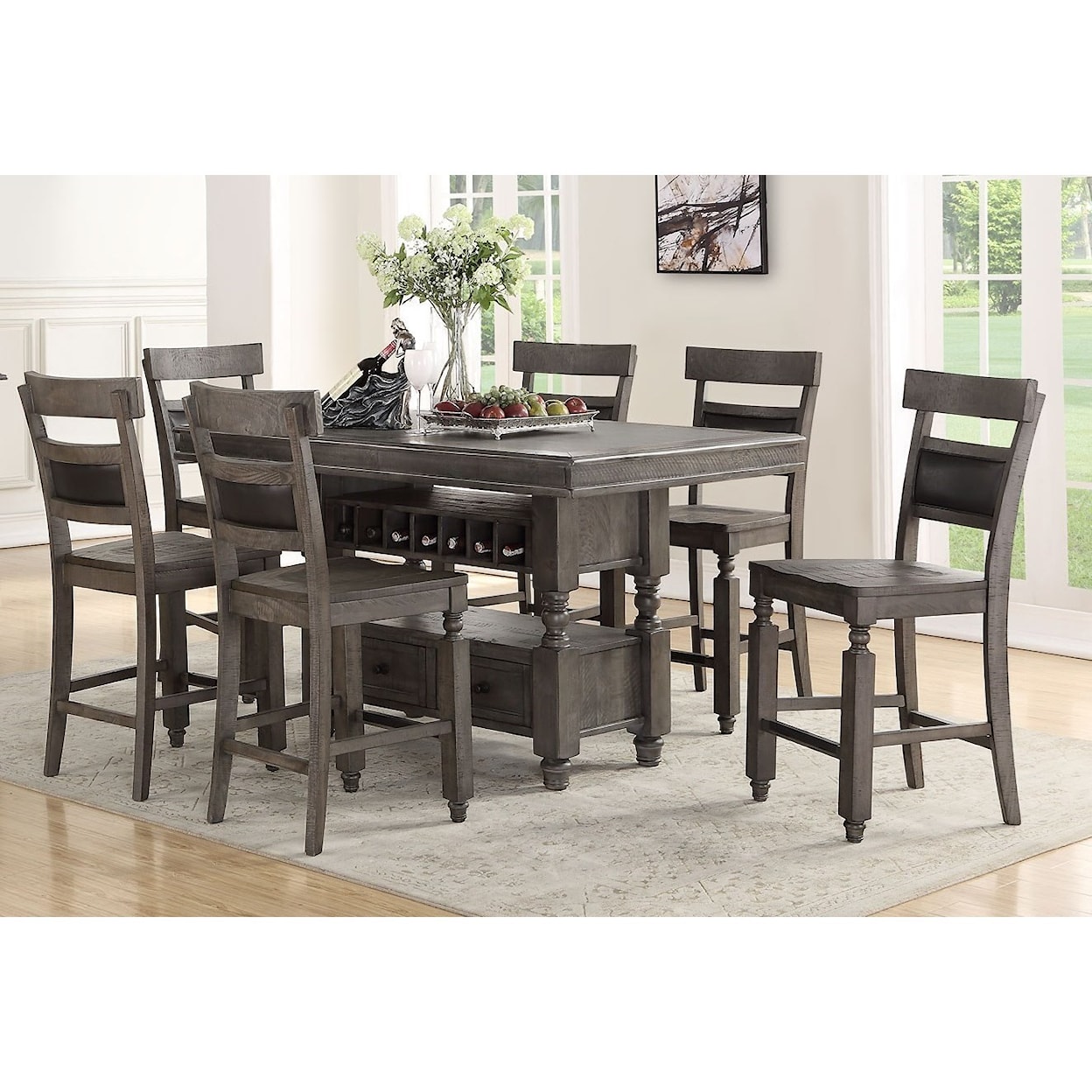 Avalon Furniture Sutter 7-Pc Pub Table and Chair Set