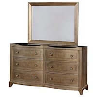 Transitional 6-Drawer Dresser and Mirror Combo