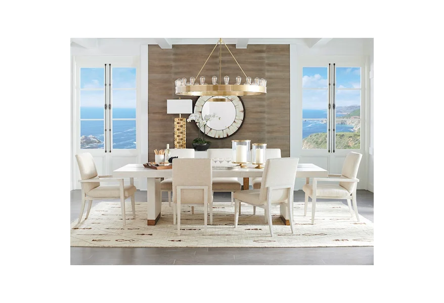 Carmel 9-Piece Dining Set with Upholstered Chairs by Barclay Butera at Baer's Furniture