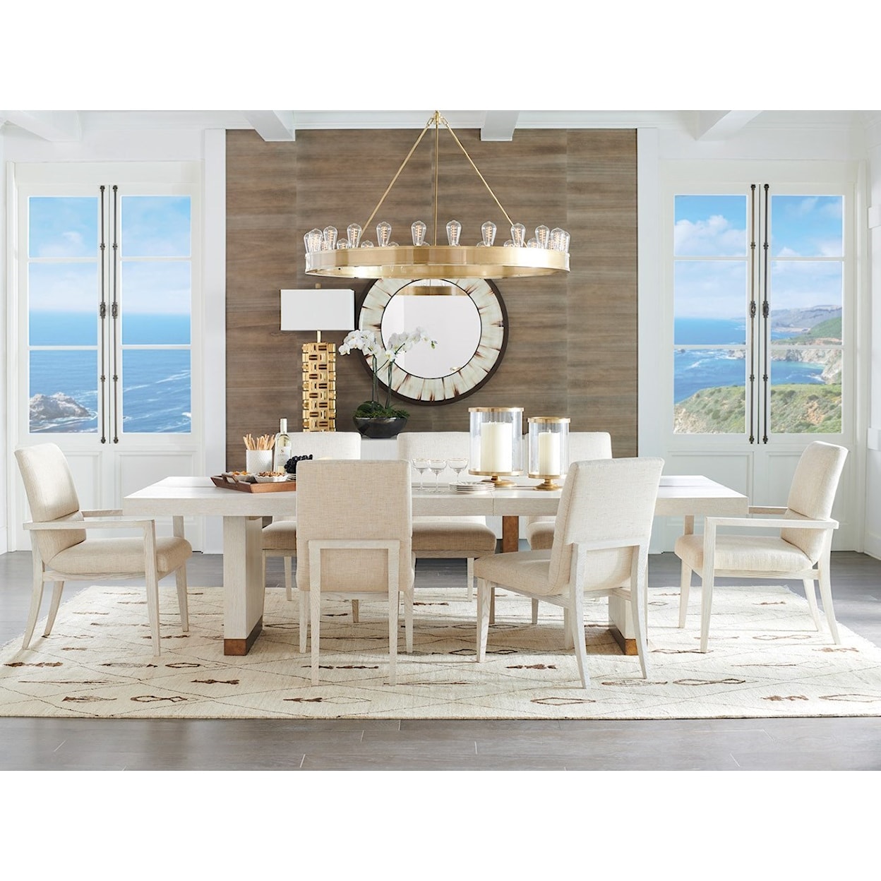 Barclay Butera Carmel 9-Piece Dining Set with Upholstered Chairs