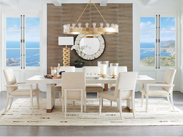 9-Piece Dining Set with Upholstered Chairs
