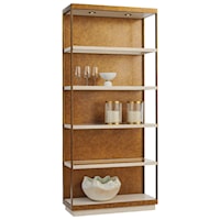 Whitman Etagere with Burnished Brass Back Panel and Touch Lighting