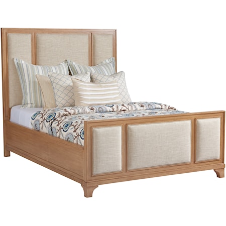 Crystal Cove Queen Size Upholstered Panel Bed in Ventura Ivory Fabric