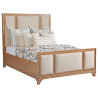Crystal Cove Queen Size Upholstered Panel Bed in Ventura Ivory Fabric