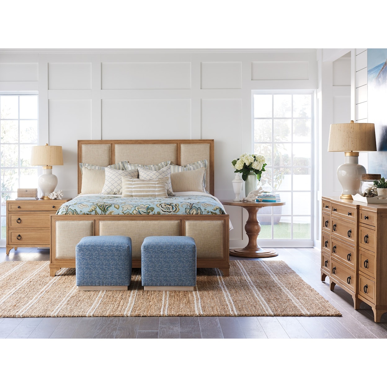 Barclay Butera Newport Crystal Cove Upholstered Panel Bed 5/0 Queen