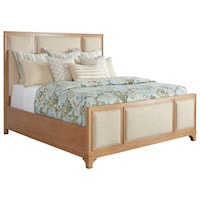 Crystal Cove California King Size Upholstered Panel Bed in Ventura Ivory Fabric