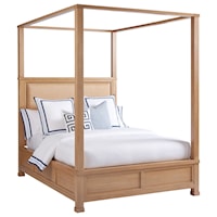 Shorecliff Queen Size Canopy Bed with Headboard Upholstered