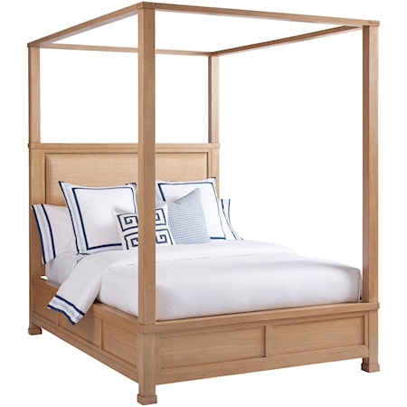 Shorecliff California King Size Canopy Bed with Headboard Upholstered