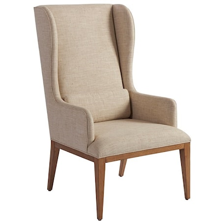 Seacliff Host Wing Chair in Ventura Ivory Fabric