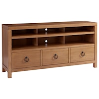 Promontory Three Drawer Media Console with Wire Management and Open Shelving for Soundbar