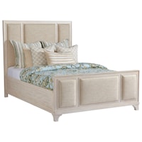 Crystal Cove California King Size Upholstered Panel Bed in Ventura Ivory Fabric