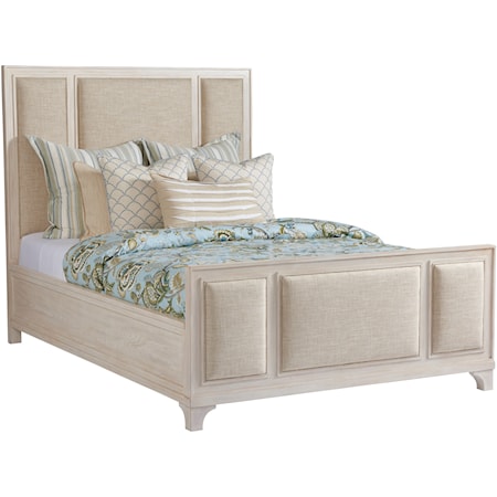 Crystal Cove California King Size Upholstered Panel Bed in Ventura Ivory Fabric